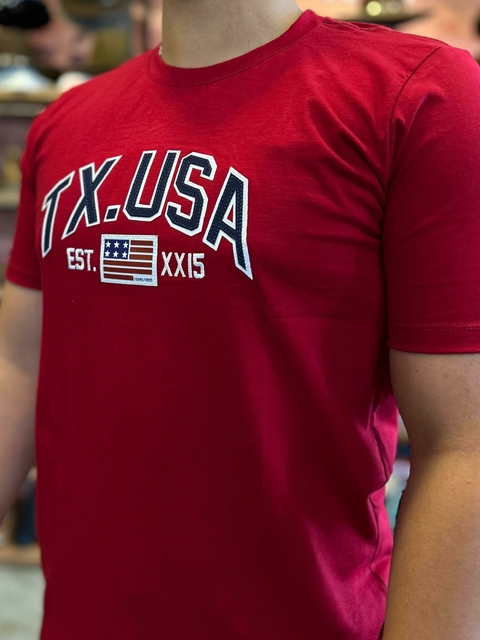 CAMISETA MASCULINA TEXAS FARM - CM552 - VERMELHA BORDÔ
