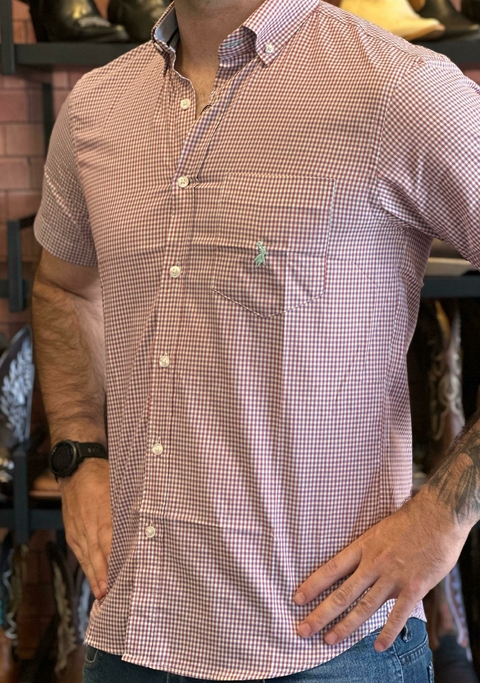 Camisa MC Austin Western XD Vermelha e Branca Logo Azul Marinho 236 - comprar online