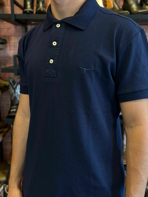 Camisa Polo Moiadeiros Masc Azul Marinho/Logo Marinho CPM2051 - comprar online