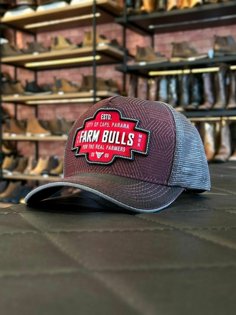 Boné Farm Bulls Vermelho com Cinza - comprar online