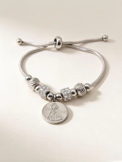 Pulseira Nsa Senhora Ajustável Prata - comprar online
