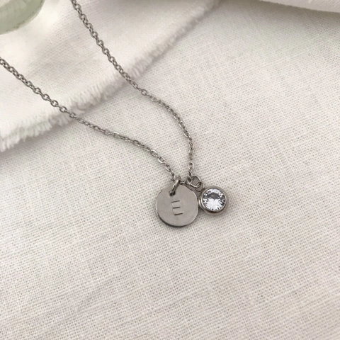 Collar Circle Strass Plateado Personalizado - comprar online