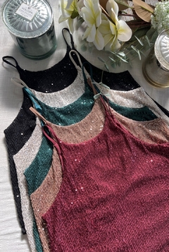Musculosa Ambar pailettes escote reversible - tienda online