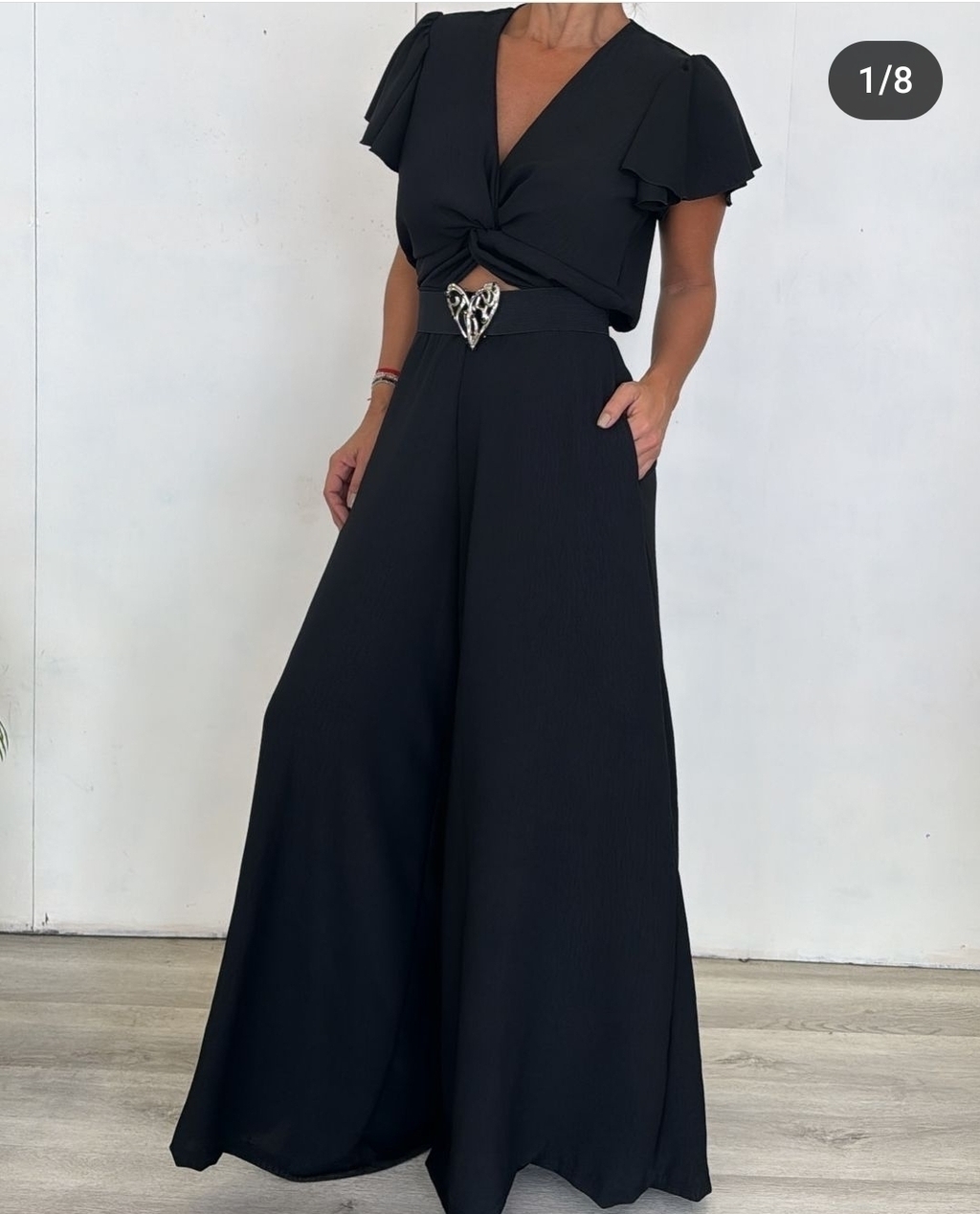Conjunto Blusa Aime + Cartagena Crepe Negro thumbnail 3