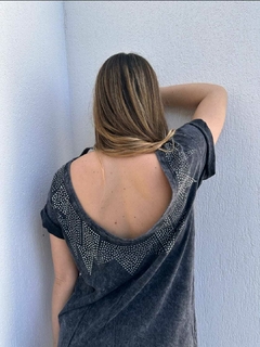 Vestido remeron espalda con apliques - tienda online