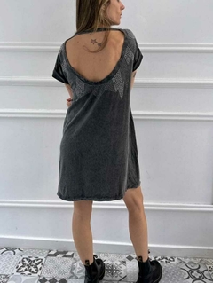 Vestido remeron espalda con apliques en internet