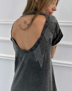 Vestido remeron espalda con apliques