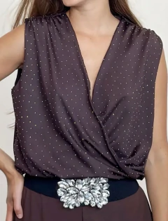 Blusa cruzada strass -