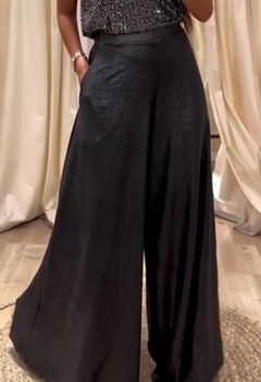 Palazzo pollera Cartagena crepe foil Negro/plata