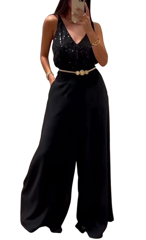 Conjunto Ambar pailettes + Cartagena crepe negro - comprar online