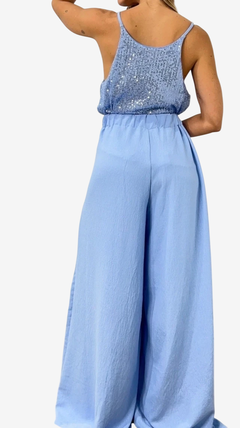 Conjunto Muscu Ambar + Palazzo pollera Cartagena celeste foil - comprar online