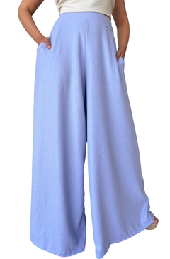 Palazzo pollera Cartagena crepe foil celeste - comprar online