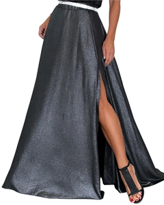 Maxifalda Bogota crepe foil negro/plata - comprar online