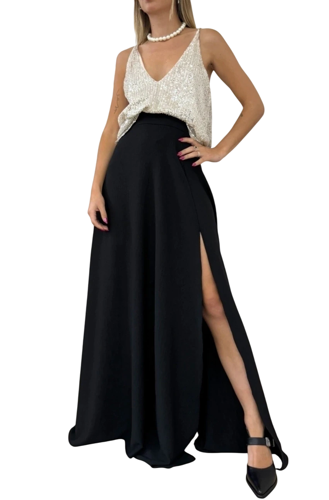 Conjunto Ambar Pailettes + Maxifalda Bogota Crepe thumbnail 2