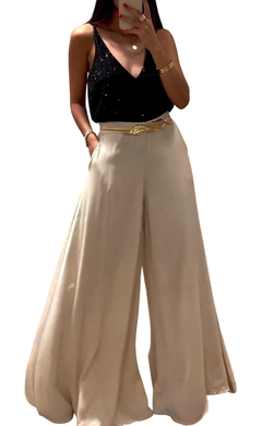 Conjunto Ambar pailettes negro + Cartagena crepe nude - comprar online