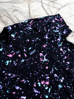 Camiseta Preta Galáxia Turquesa | Rosa - Bhoo