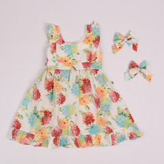 Vestido Clara Flor Aqua - Loló Para Chicos