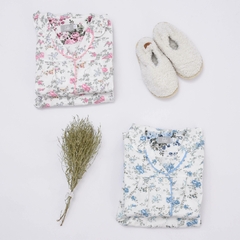 Pijama Camisa Mujer Suiza Flor Celeste - tienda online