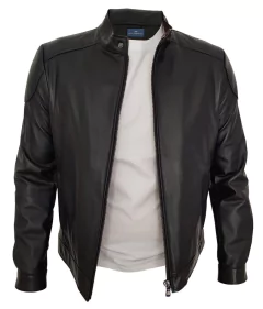 CAMPERA LISA CUERO OVEJA COLOR NEGRO