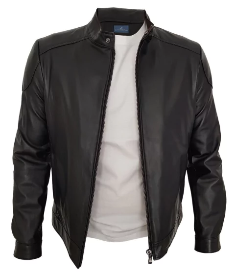 CAMPERA LISA CUERO OVEJA COLOR NEGRO