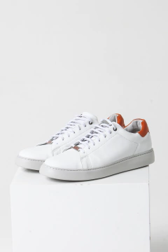 ZAPATILLA CUERO BLANCO/NARANJA FONDO GOMA