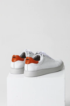 ZAPATILLA CUERO BLANCO/NARANJA FONDO GOMA - comprar online