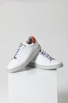 ZAPATILLA CUERO BLANCO/NARANJA FONDO GOMA en internet