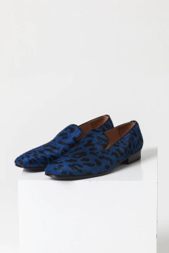 MOCASIN SIMIL PELO AZUL FONDO SUELA - comprar online