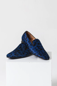 MOCASIN SIMIL PELO AZUL FONDO SUELA