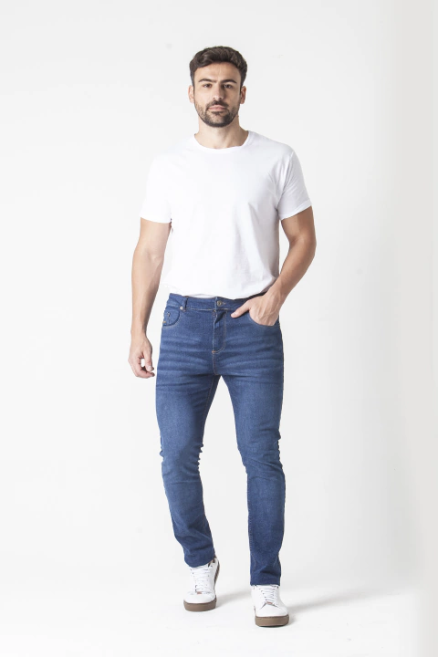 PANTALON JEANS/SPANDEX CEPILLADO SLIM AZUL