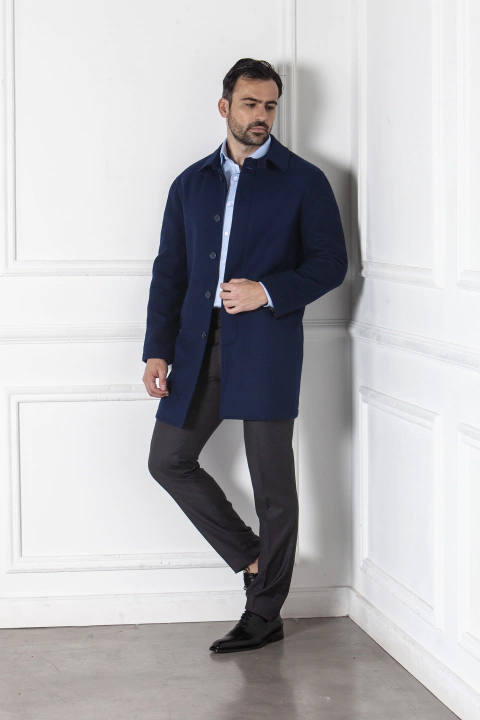 GABAN LARGO BOTONES RUSTICO AZUL