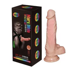 MARS DILDO CAPA PENIANA 19X4CM COM VENTOSA E CINTA COR BEGE - CÓD 1572