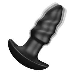 S-HANDE PLUG ANAL 10X3,7CM COM VIBRO RECARREGÁVEL COR PRETA - CÓD 51585