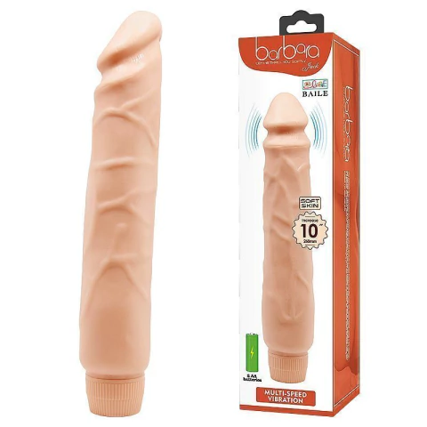 PÊNIS REALÍSTICO 25,5X4,9 CM COM VIBRADOR À PILHA COR BEGE - CÓD 1597