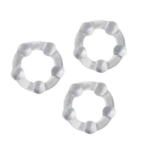 ANEL PENIANO COM 3 UNIDADES COR TRANSPARENTE - CÓD 51344