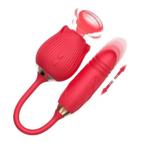 HORTÊNSIA - VIBRADOR PULSADOR DE CLITÓRIS COM VAI E VEM COR VERMELHA - CÓD 2618