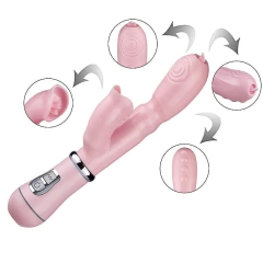 VIBRADOR 20,5X3CM RECARREGÁVEL COM ESTIMULAÇÃO DE CLITÓRIS E PONTO G 12 MODOS DE VIBRAÇÃO COR ROSA - CÓD 2626