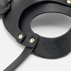 MÁSCARA COELHO SEXY EM COURO SINTÉTICO COM FIVELA AJUSTÁVEL COR PRETA- CÓD 51544