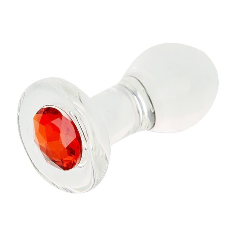 PLUG ANAL 10,9X4,3CM DE VIDRO COM PEDRA COR VERMELHA – CÓD 5750