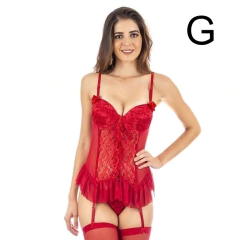 ESPARTILHO BOJO RENDADO COM ZIPER FRONTAL TAMANHO G COR VERMELHA - COD 71286