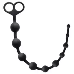 PLUG ANAL 35,5X2,7CM ESCALONADO COM 10 ESFERAS EM SILICONE COR PRETA - CÓD 51560