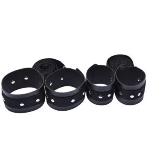 KIT BONDAGE ALGEMAS E TORNOZELEIRAS COM TIRAS 80CM - CÓD 5168