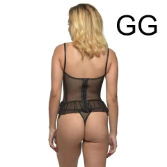 ESPARTILHO BOJO DRAPEADO RENDA FRONTAL TAMANHO GG COR PRETA – CÓD 71290