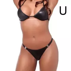 CONJUNTO TOP BIQUINI COM FIO DENTAL COR PRETA - CÓD 71334