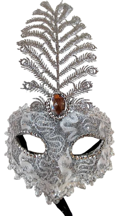 MÁSCARA FETICHE C/DESTAQUE COR PRATA - CÓD 7498