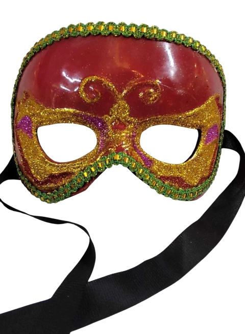 MÁSCARA VINCI COR VERMELHA COM DOURADO - CÓD 5478