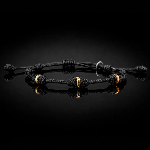 PULSERA 7 NUDOS BLACK 3 OROS 18K