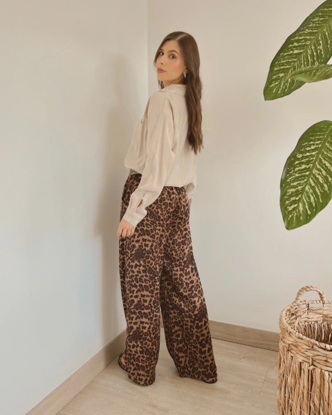 Pantalón animal print de pierna ancha P.107 - primia