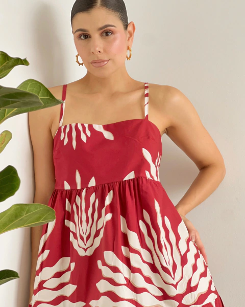 Imagen de Vestido largo M.005 rojo estampado