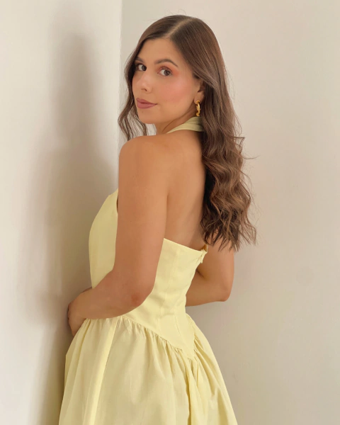 Vestido Corto Amarillo cuello Halter T.191 en internet